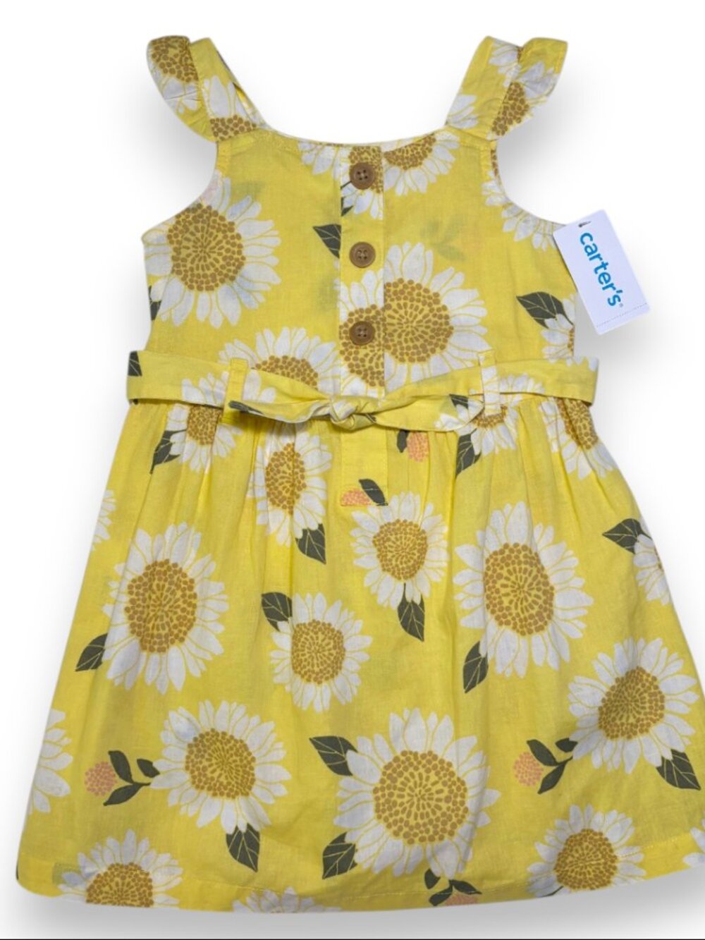 Carter's Toddler Girl Yellow Sunflower Floral Dress Linen Cottagecore Easter 4T